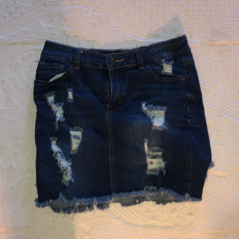 Ripped jean skirt